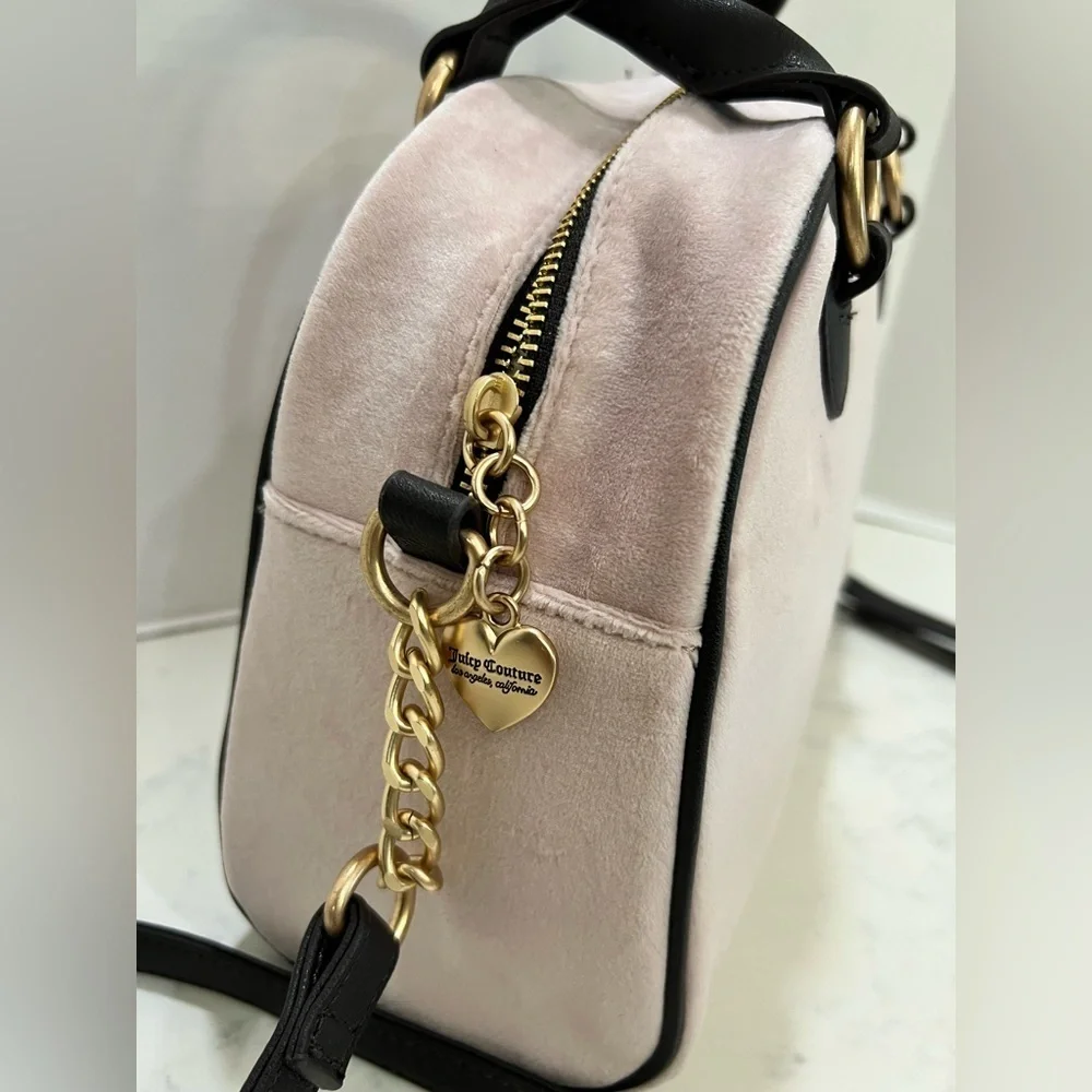 JUICY COUTURE SOFT PINK SATCHEL WITH BLACK ACCENTS
